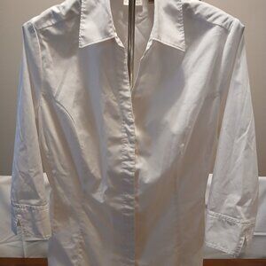 Riders By Lee White Button-Up Three Quarter Sleeve Shirt Sz L